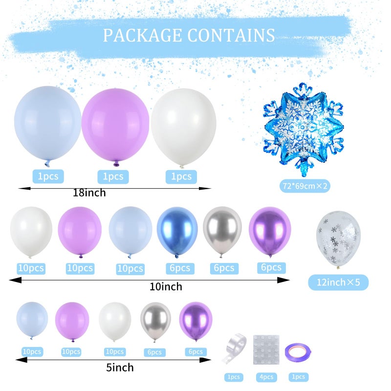 Sowide Frozen Birthday Party Supplies Frozen Balloon Garland Arch Kit Blue Purple Snowflake Confetti Foil Balloons Princess Winter Wonderland Girl Baby for Frozen Theme Party Decorations - Image 2